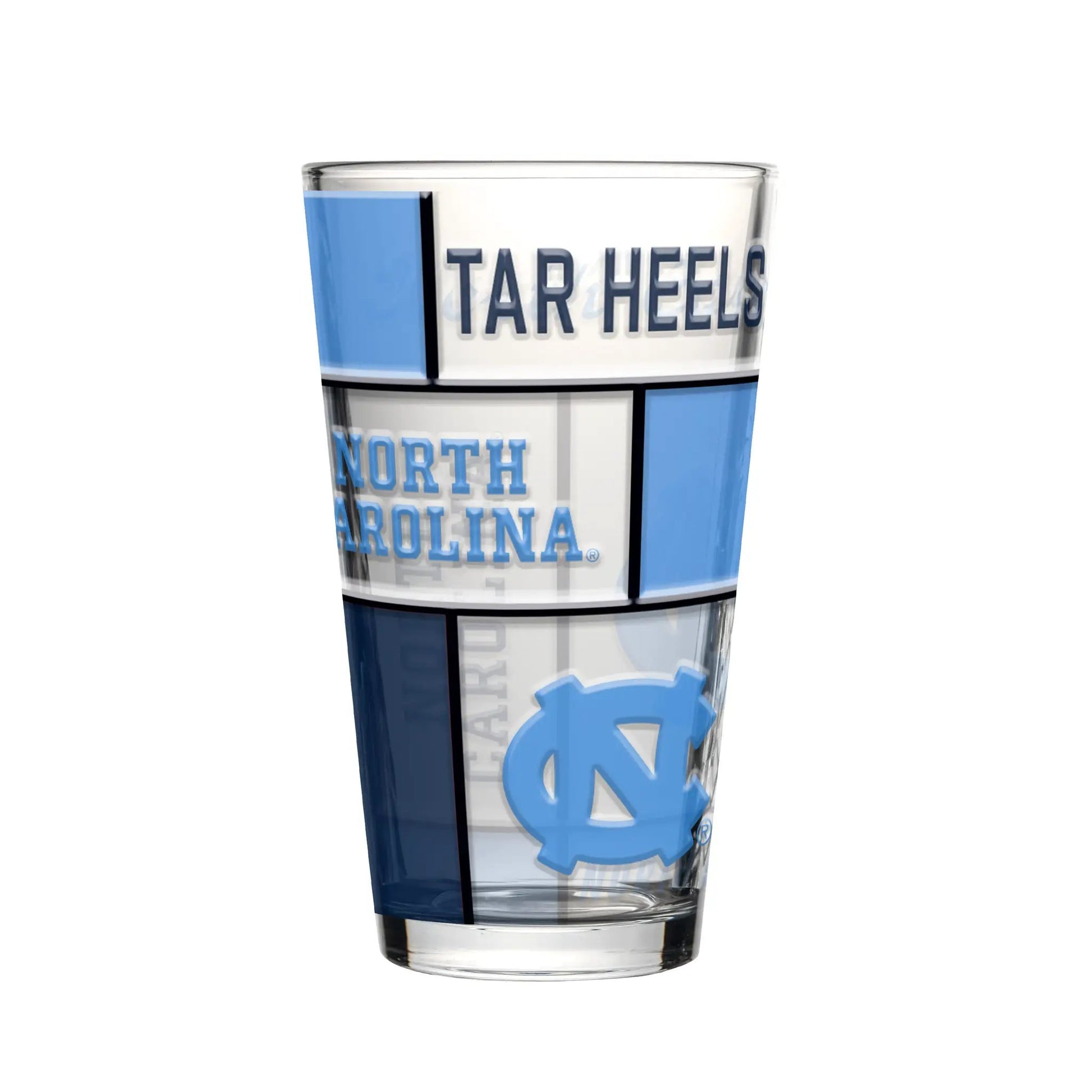 North Carolina Tar Heels Pint Glass 16oz Quilted Stained Boxed