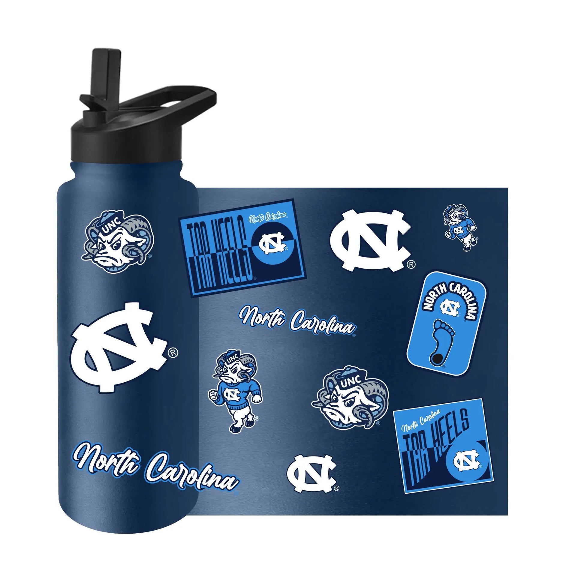 North Carolina Tar Heels Quencher Bottle 34oz Stainless Steel Dreamweave