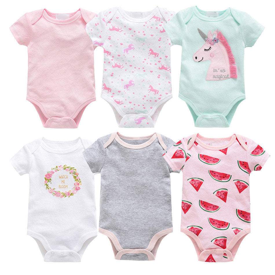 Baby Jumpsuit | Cotton | Short Sleeve | 6 Piece Set 0-12 Months