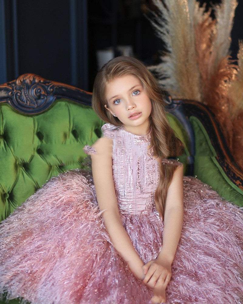 Girls Formal Dress | Size 80Cm To 130Cm | Pink Beige Color | Ages One To Ten