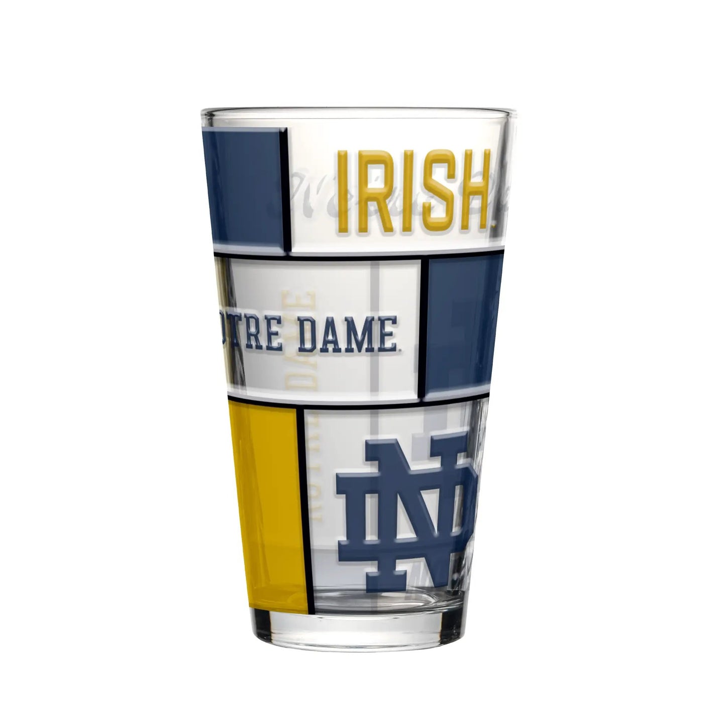 Notre Dame Fighting Irish Pint Glass 16oz Quilted Stained Boxed