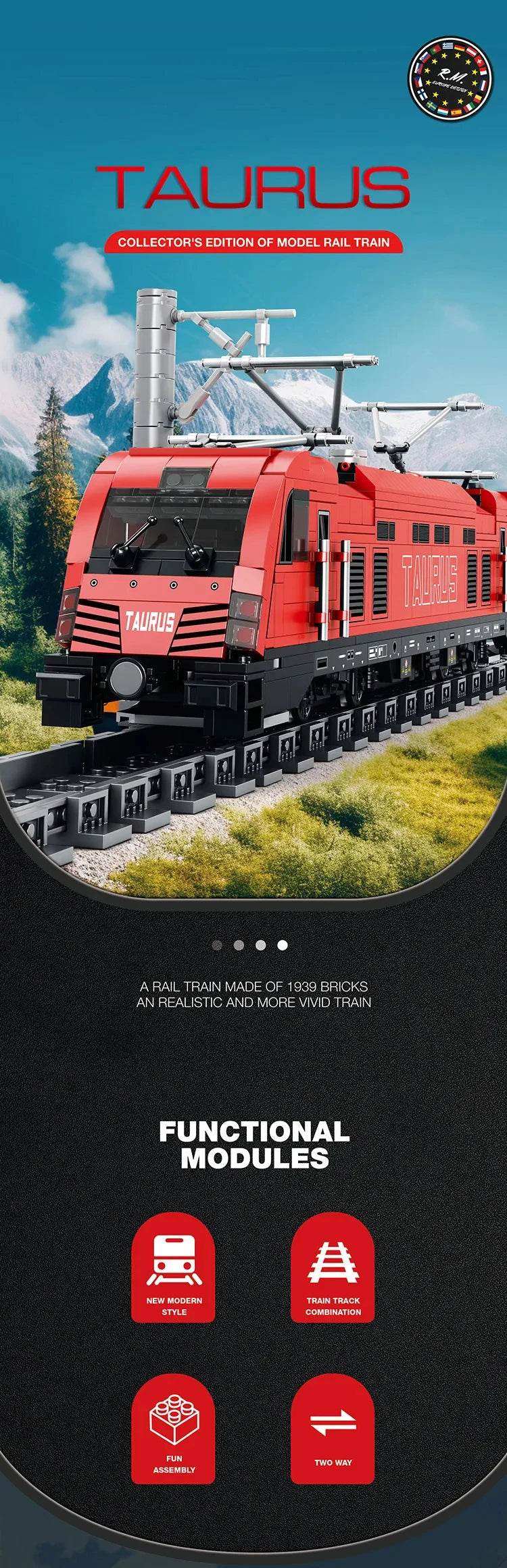 1939PCS Taurus Passenger Train Building Blocks City Transport - ToylandEU