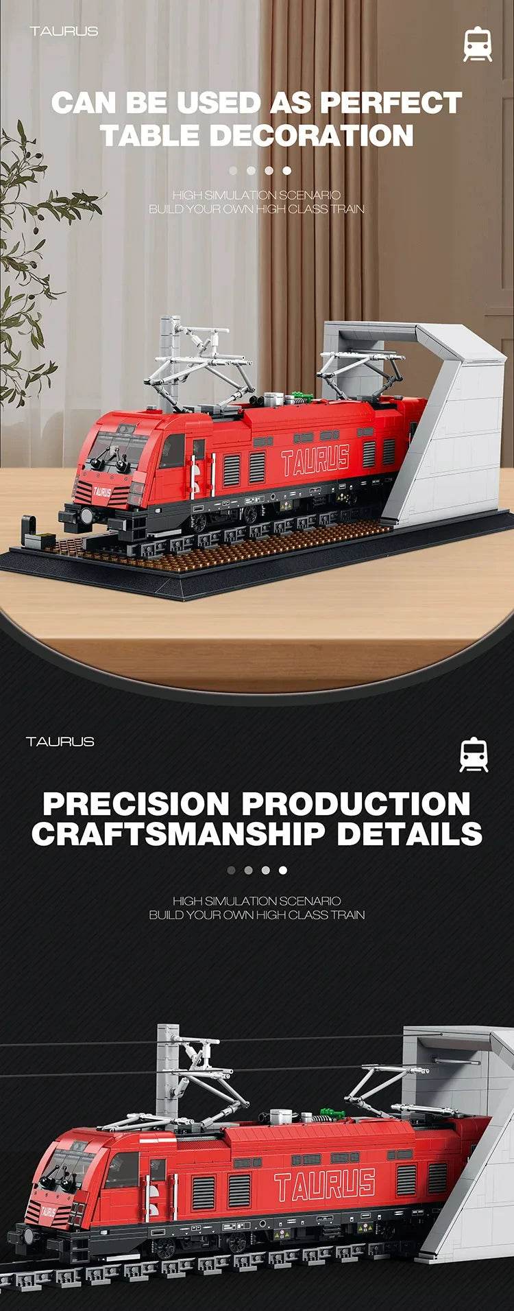 1939PCS Taurus Passenger Train Building Blocks City Transport - ToylandEU