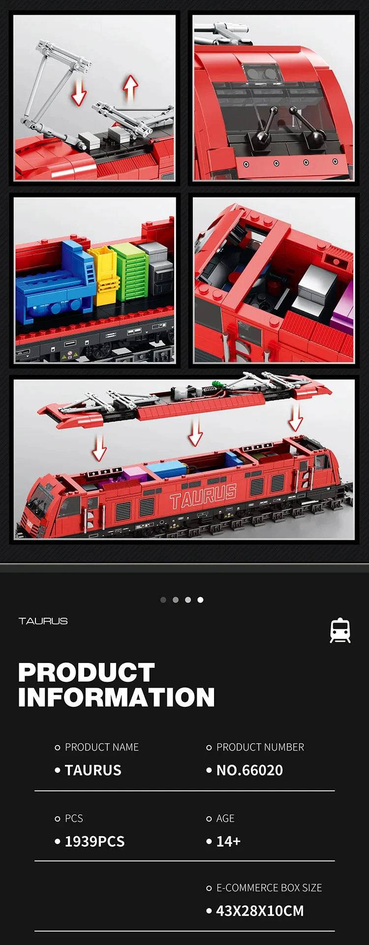 1939PCS Taurus Passenger Train Building Blocks City Transport - ToylandEU