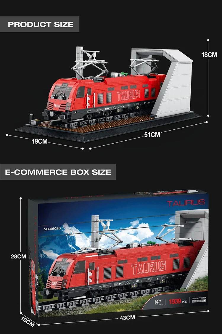 1939PCS Taurus Passenger Train Building Blocks City Transport - ToylandEU