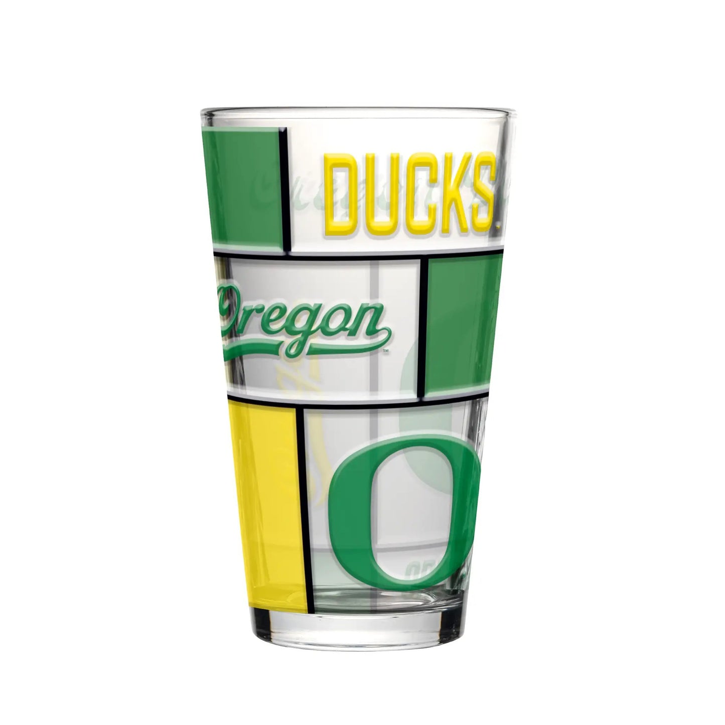 Oregon Ducks Pint Glass 16oz Quilted Stained Boxed