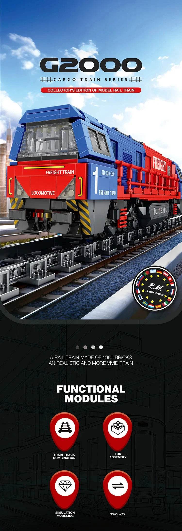 1980PCS G200 Passenger Train Building Blocks City Transport - ToylandEU