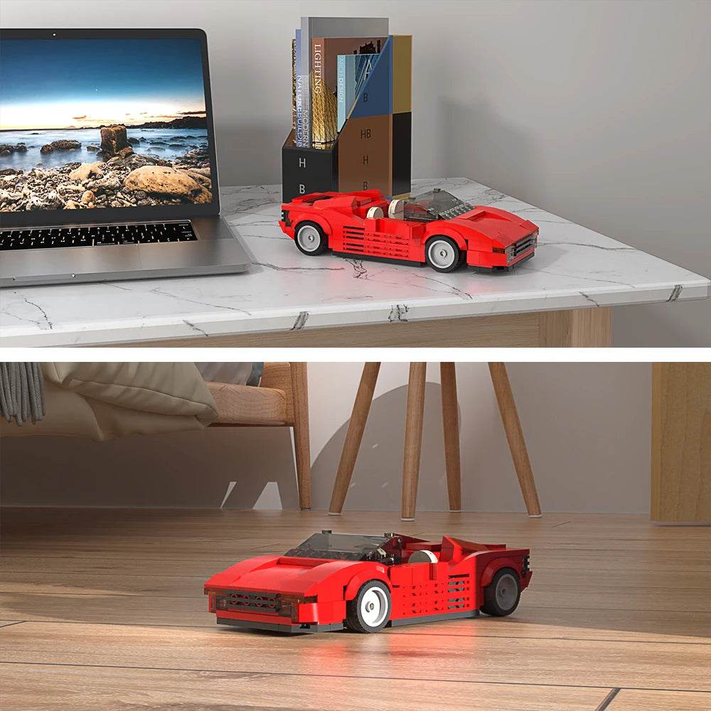 1980s Red Supercar Building Blocks Set - Iconic Racing Car Model - ToylandEU