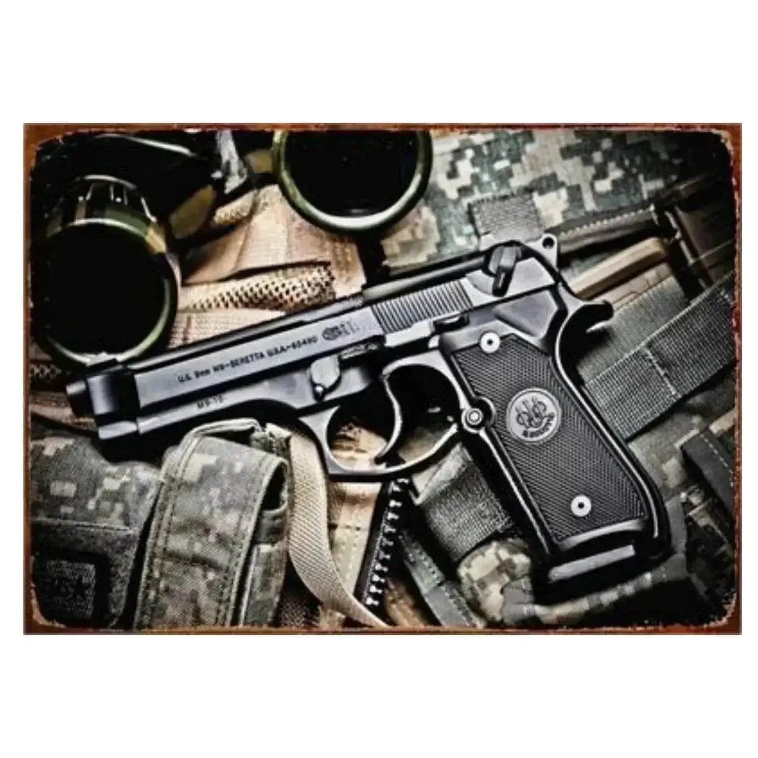  1PC Commanding Pistol Metal Signs for Military Wall Decor -  ToylandEU™