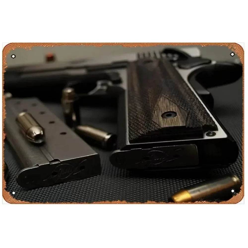 1PC Commanding Pistol Metal Signs for Military Wall Decor - ToylandEU