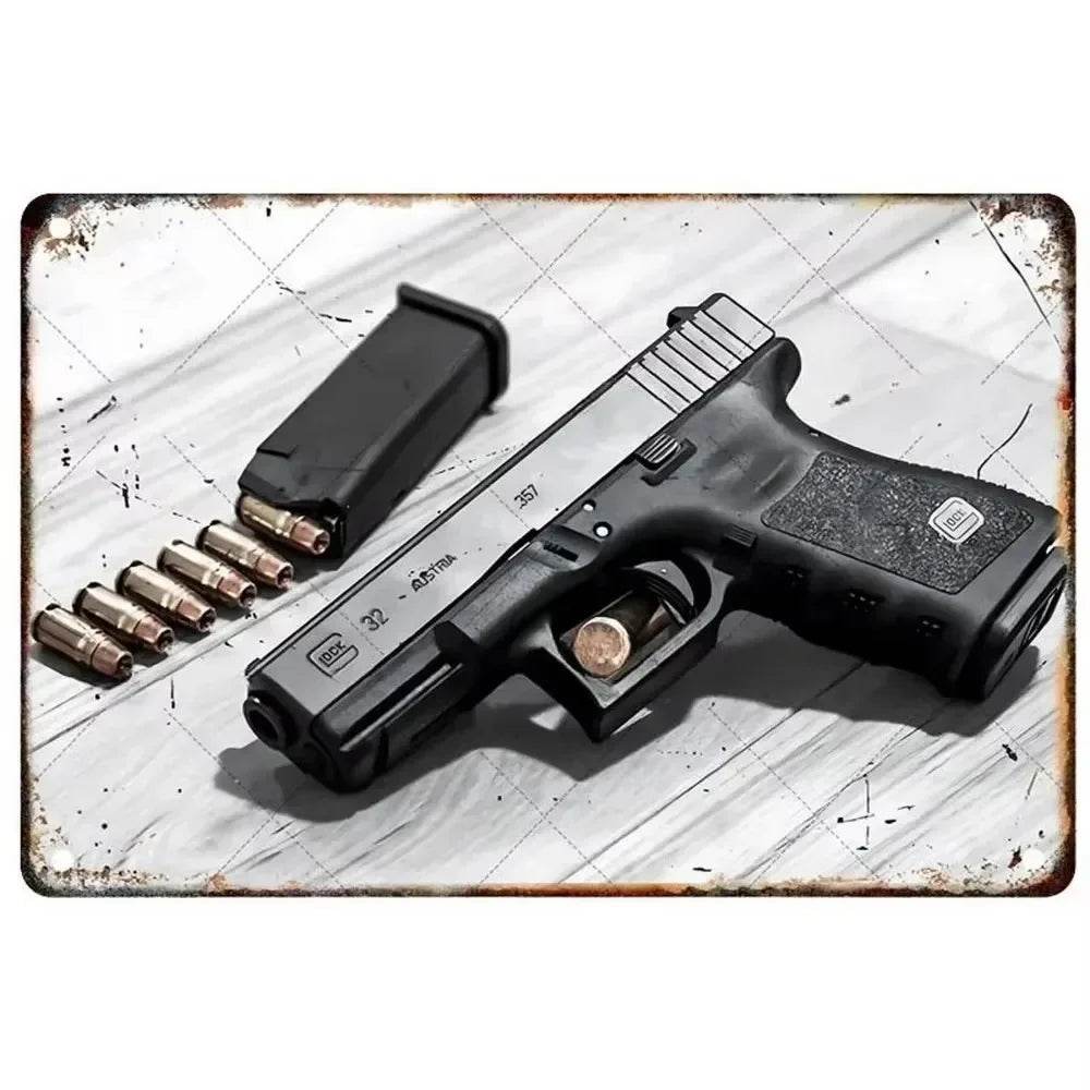 1PC Commanding Pistol Metal Signs for Military Wall Decor - ToylandEU