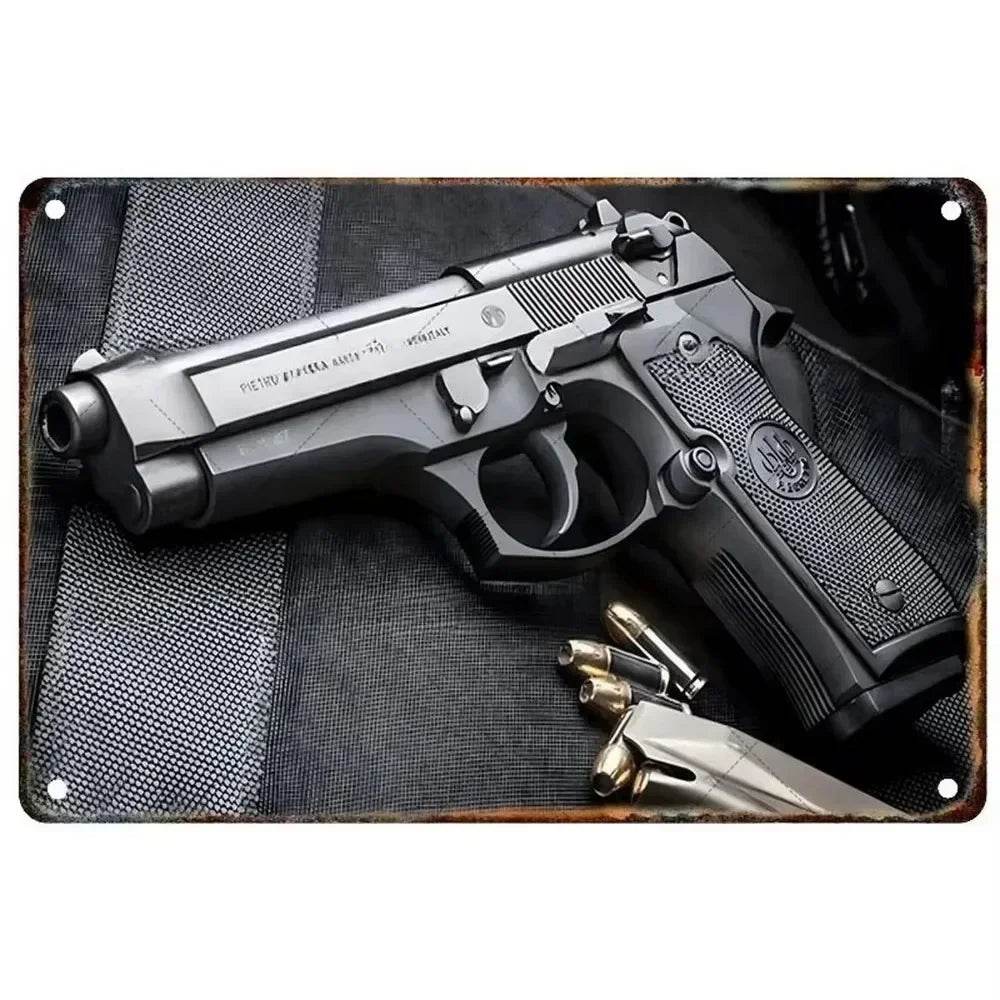 1PC Commanding Pistol Metal Signs for Military Wall Decor - ToylandEU