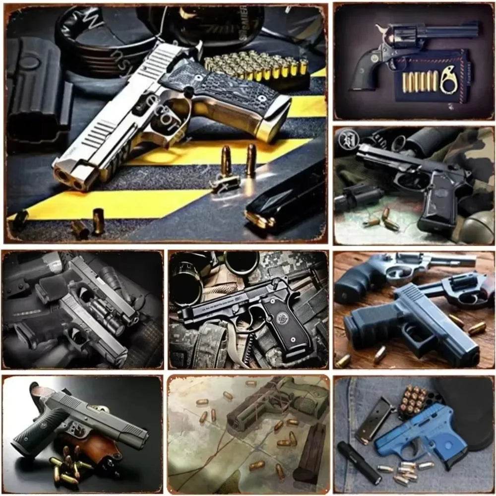 1PC Commanding Pistol Metal Signs for Military Wall Decor - ToylandEU