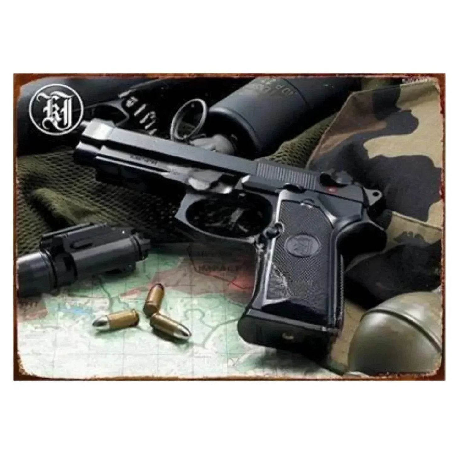 1PC Commanding Pistol Metal Signs for Military Wall Decor - ToylandEU