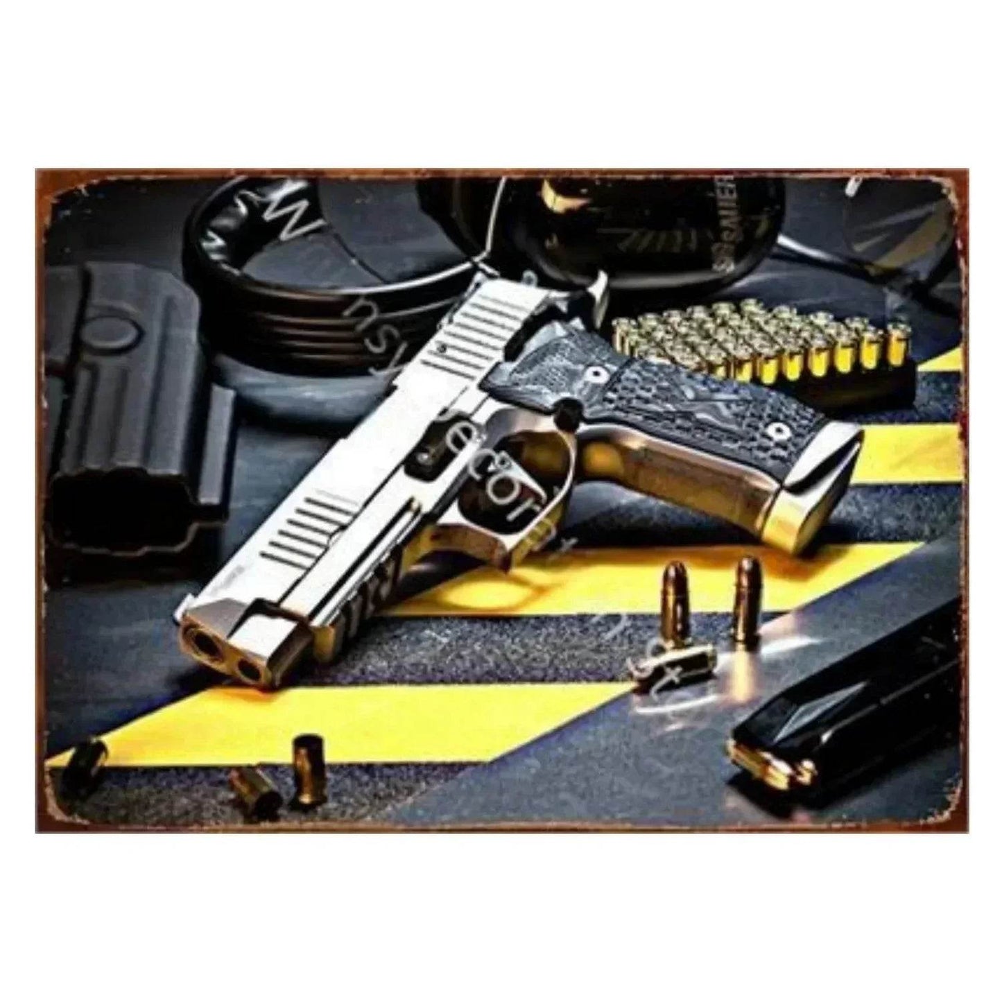 1PC Commanding Pistol Metal Signs for Military Wall Decor - ToylandEU