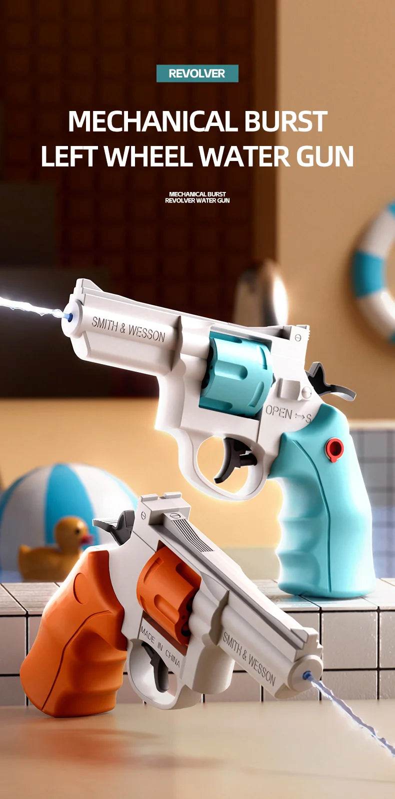 1PCS Summer Water Gun Toy Mechanical Continuous Revolver - ToylandEU