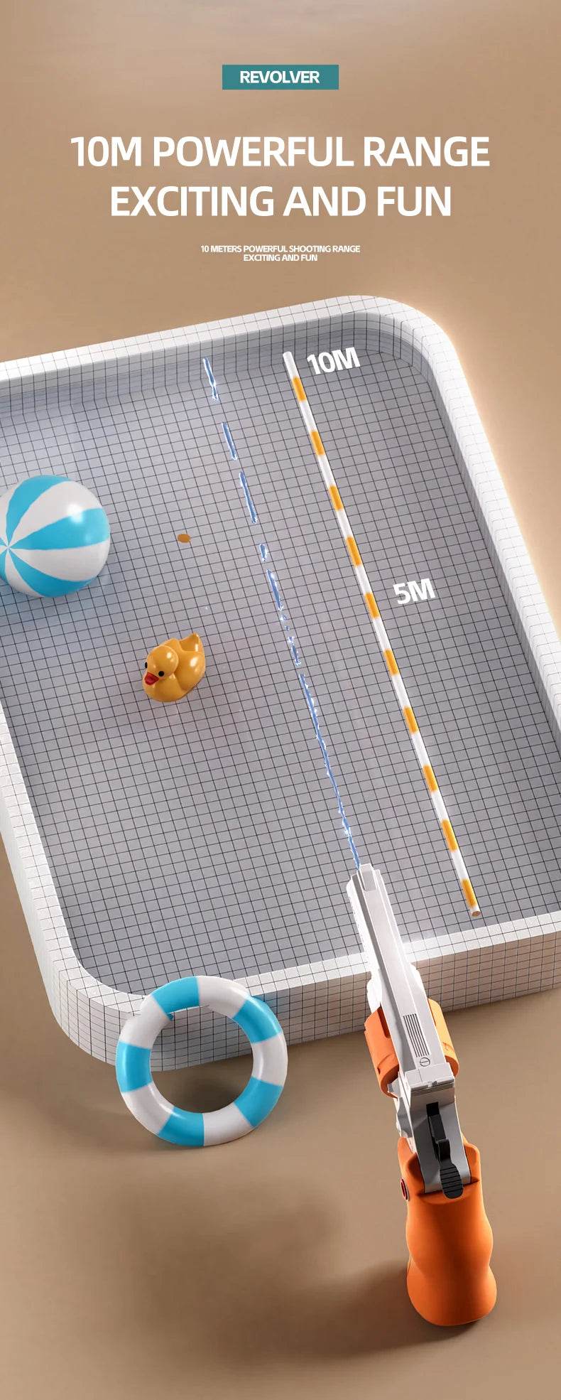 1PCS Summer Water Gun Toy Mechanical Continuous Revolver - ToylandEU