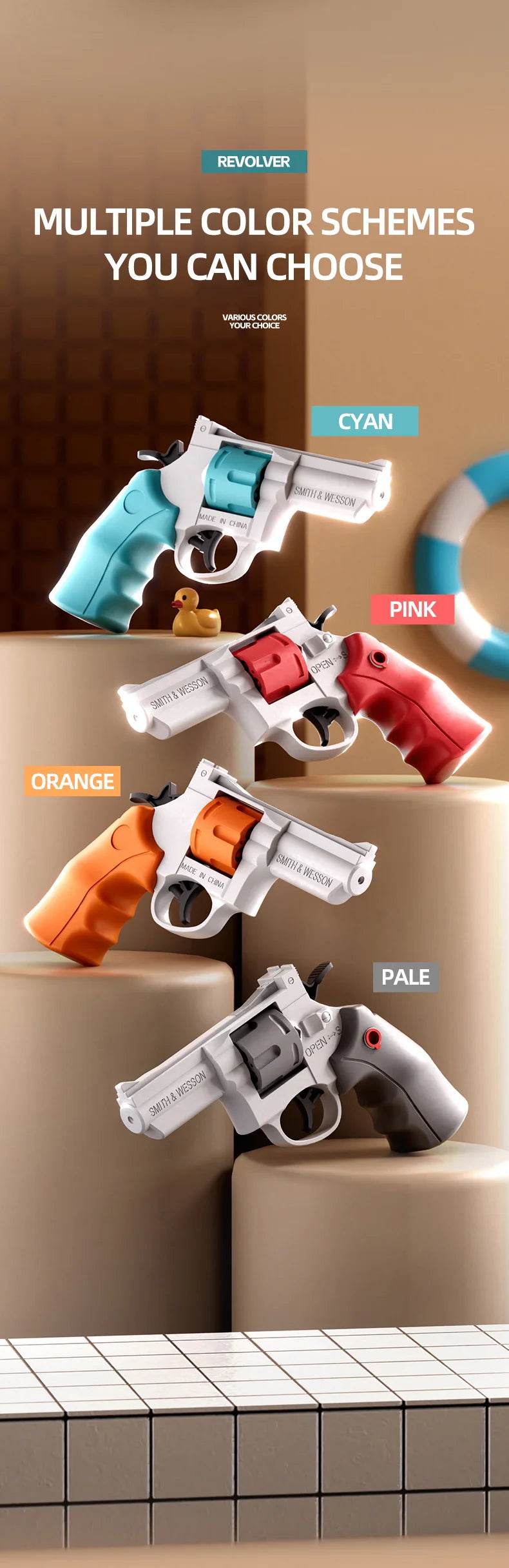 1PCS Summer Water Gun Toy Mechanical Continuous Revolver - ToylandEU