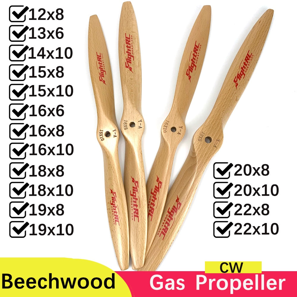 High-Quality Wooden Propeller for Gas RC Airplane - 12x8 and 13x6, 2-Blade