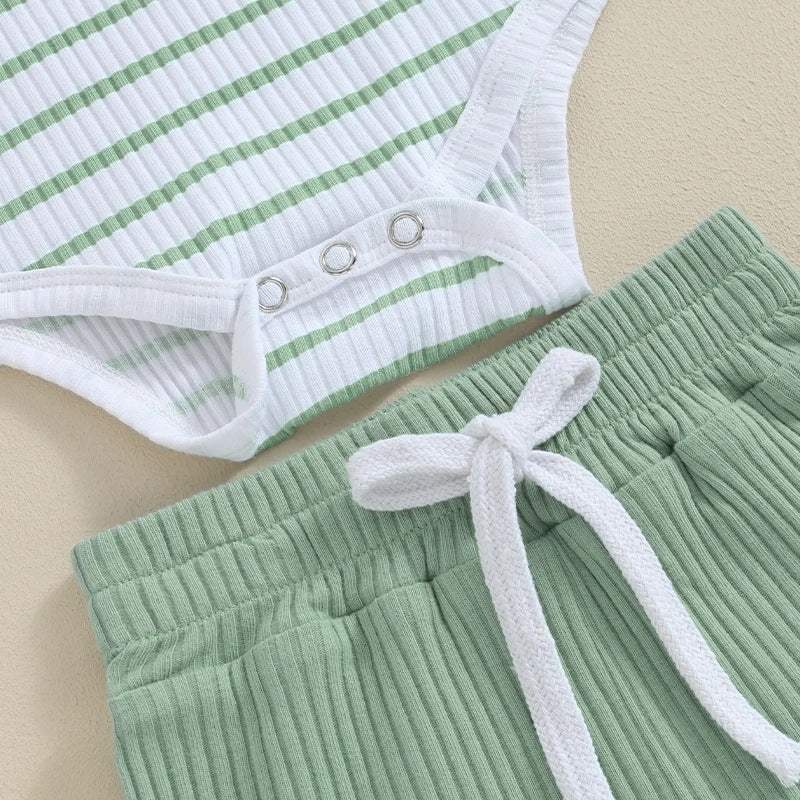 Baby Short-Sleeve Jumpsuit Romper And Shorts Set | Cotton Pullover