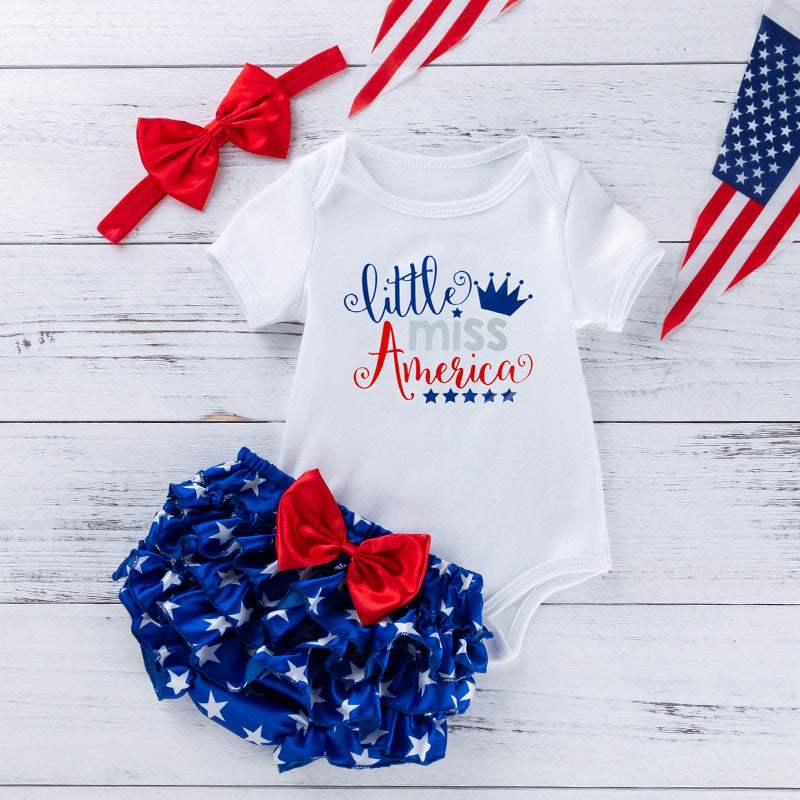 Baby Rompers | Independence Day Graphic | Cotton Blend | 0 To 3 Months