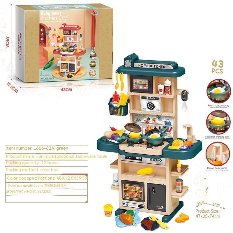 Kids Cooking Play Suit | 43 Piece Set | Audio Visual Play | Toddler Size