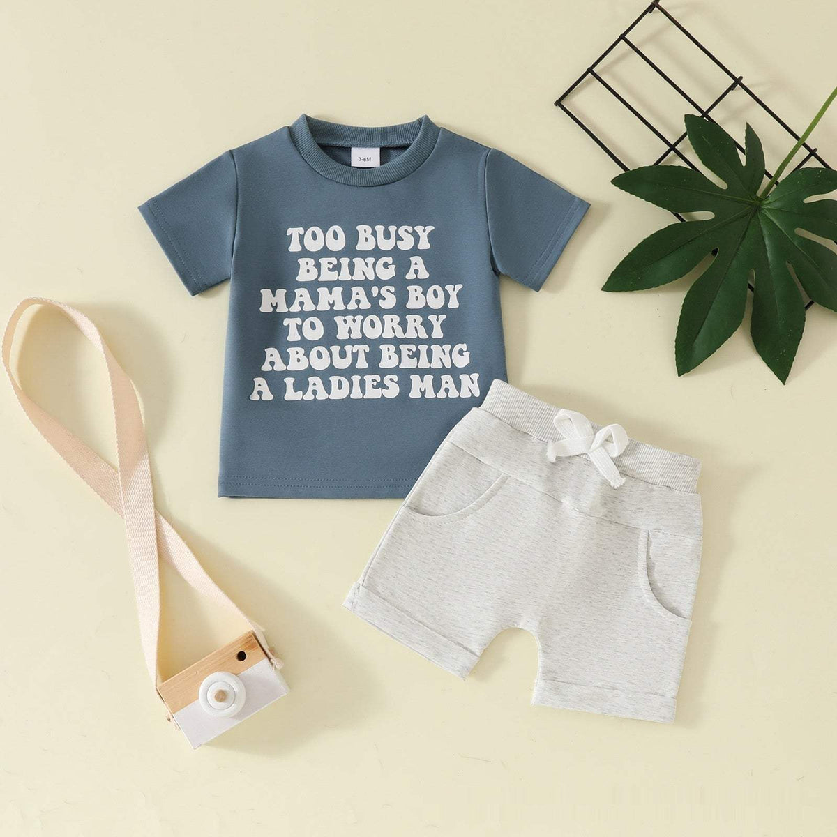 Boys' Short-Sleeve Pullover And Pocket Shorts Set | Round Neck | Embroidered Details