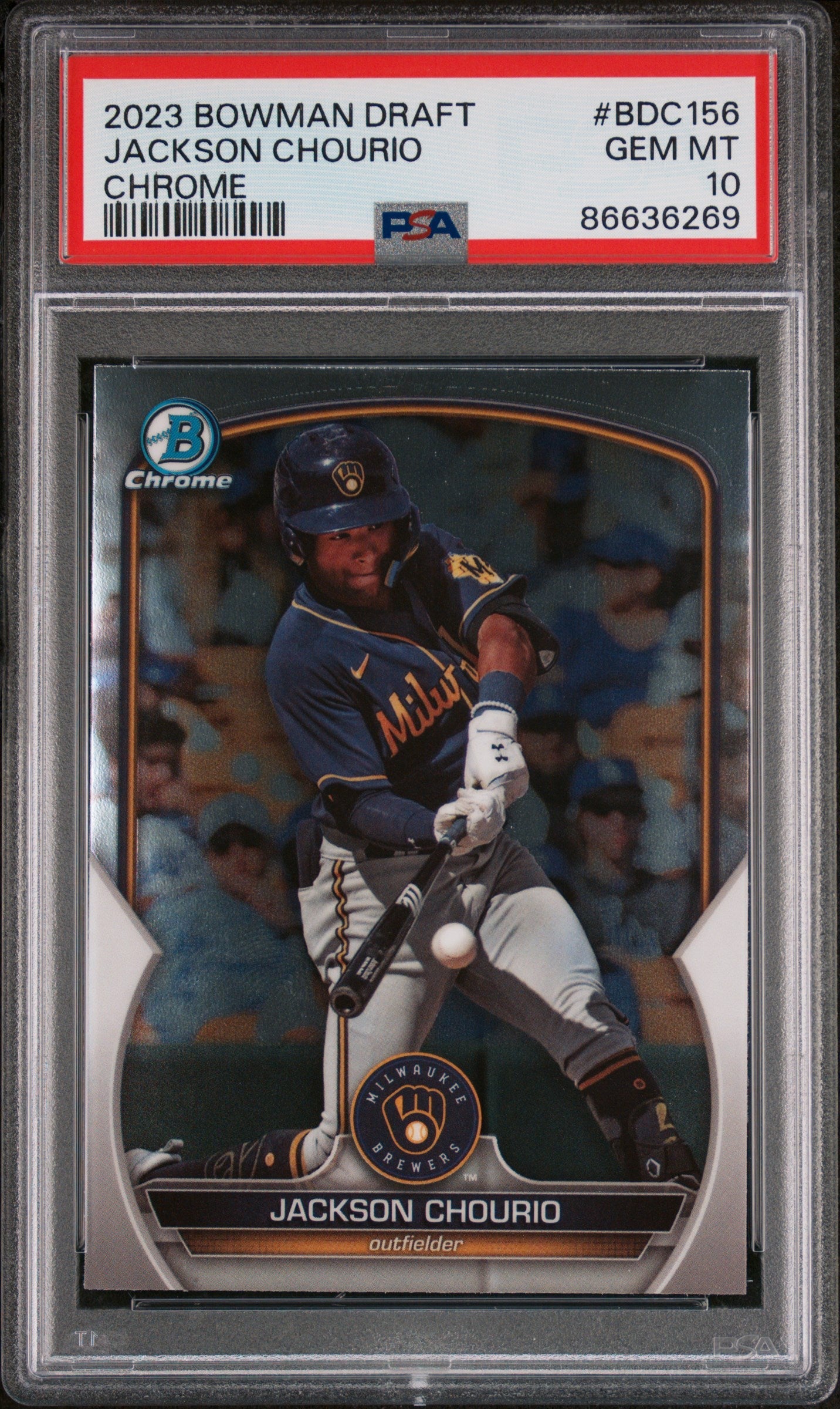 Bowman Draft Chrome Jackson Chourio PSA 10 Gem Mint Card