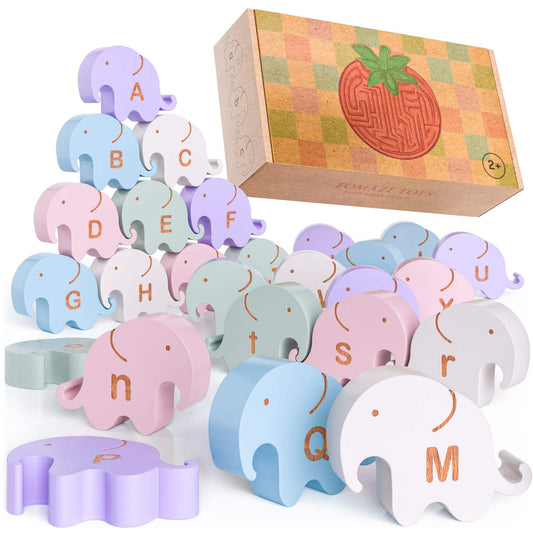 Alphabet Elephants | 26 Piece Set | Montessori Educational | For Toddlers