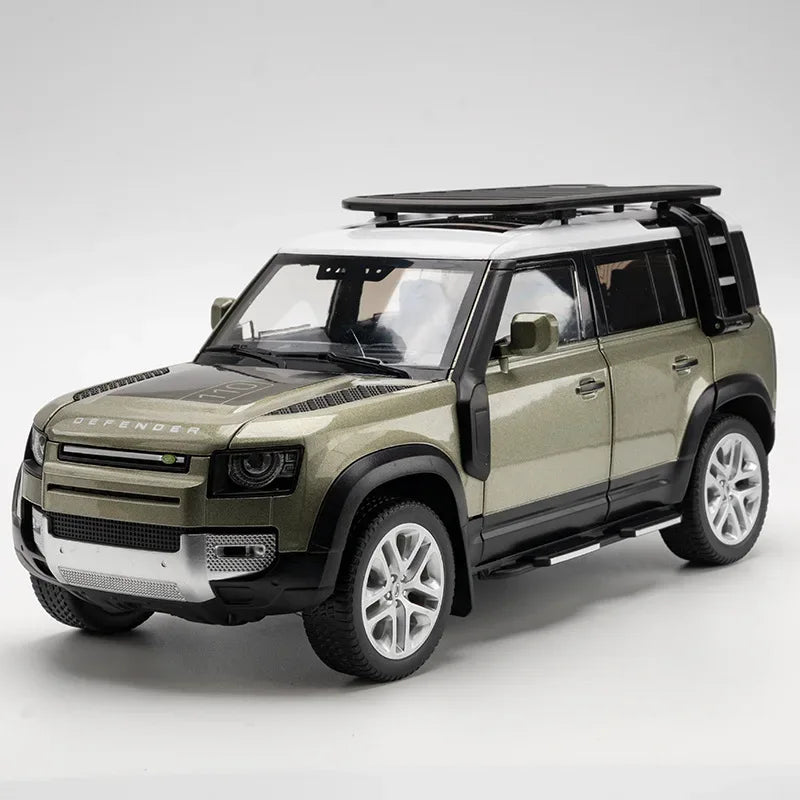 1to18 Land Rover Defender Diecast Alloy Model Car With Sound Lights Blue Green - ToylandEU