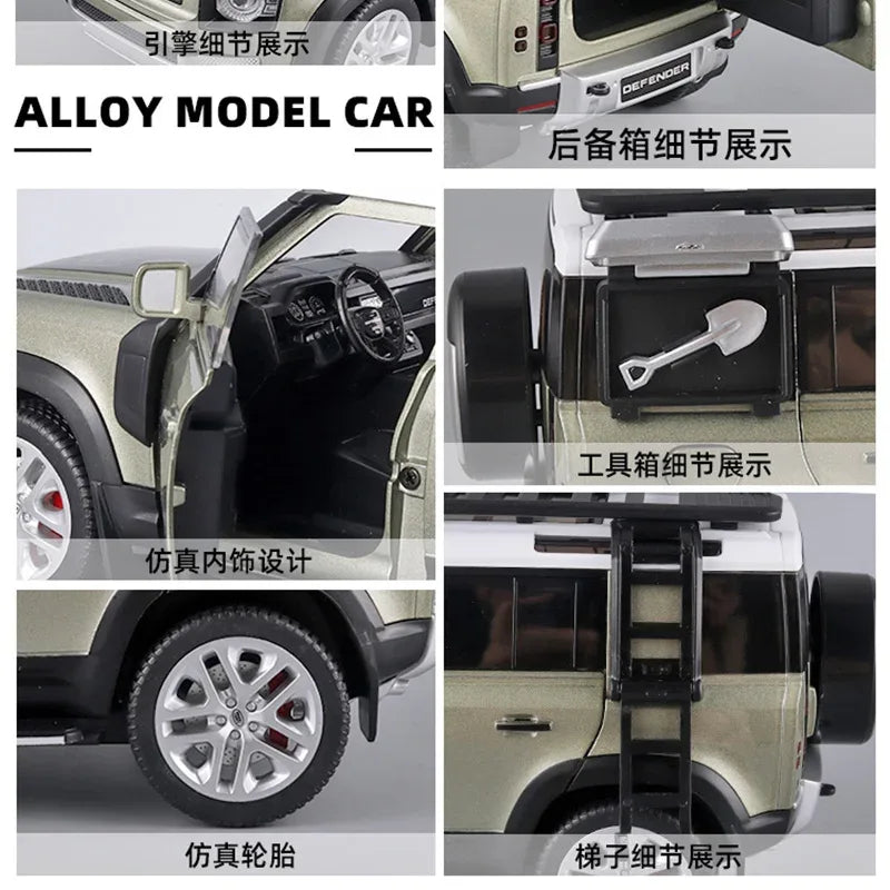 1to18 Land Rover Defender Diecast Alloy Model Car With Sound Lights Blue Green - ToylandEU