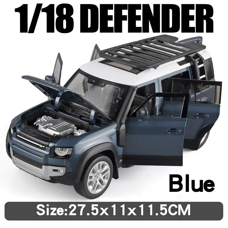 1to18 Land Rover Defender Diecast Alloy Model Car With Sound Lights Blue Green - ToylandEU