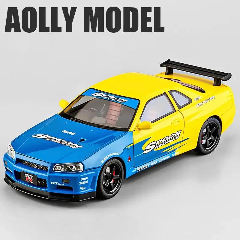  1to18 Skyline GTR R34 Diecast Car Pull Back Toy Metal -  ToylandEU™