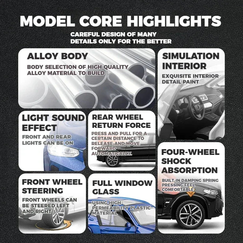 1to32 Diecast Metal BMW X3M SUV Sound and Light Pull-Back Model Car - ToylandEU