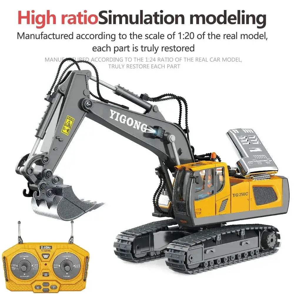 2.4G RC Excavator With Realistic Action And Remote Control - ToylandEU
