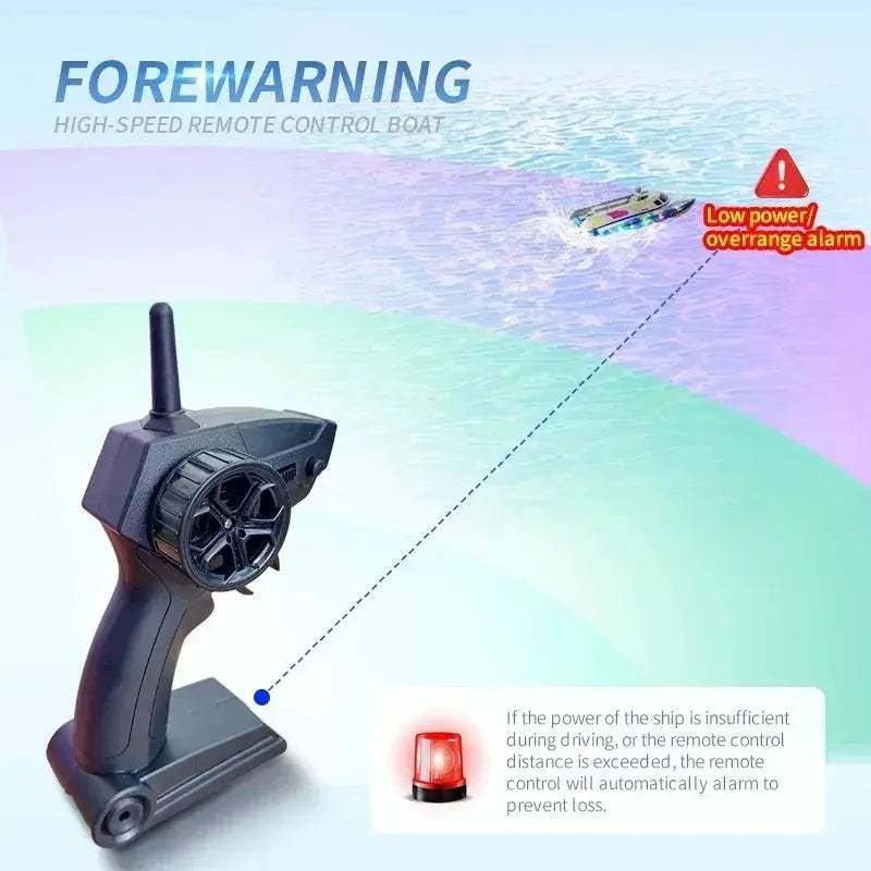 2.4G RC Speedboat With Bright LED Lights For Kids Enjoy - ToylandEU