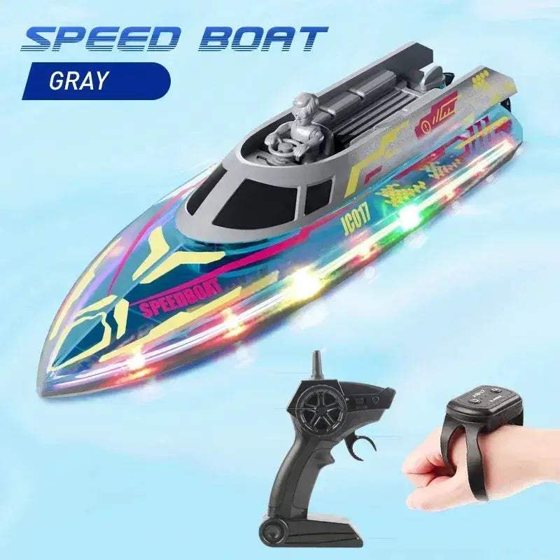2.4G RC Speedboat With Bright LED Lights For Kids Enjoy - ToylandEU