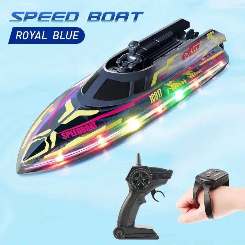 2.4G RC Speedboat With Bright LED Lights For Kids Enjoy - ToylandEU