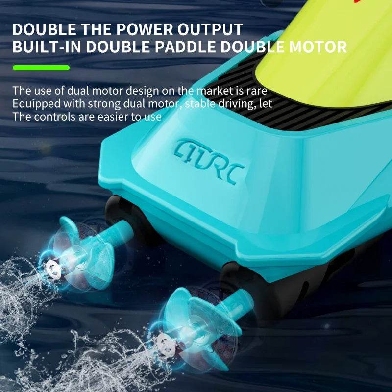2.4G Remote Control Boat Dual Motor 10km/h High Speed Mini RC Boat - ToylandEU
