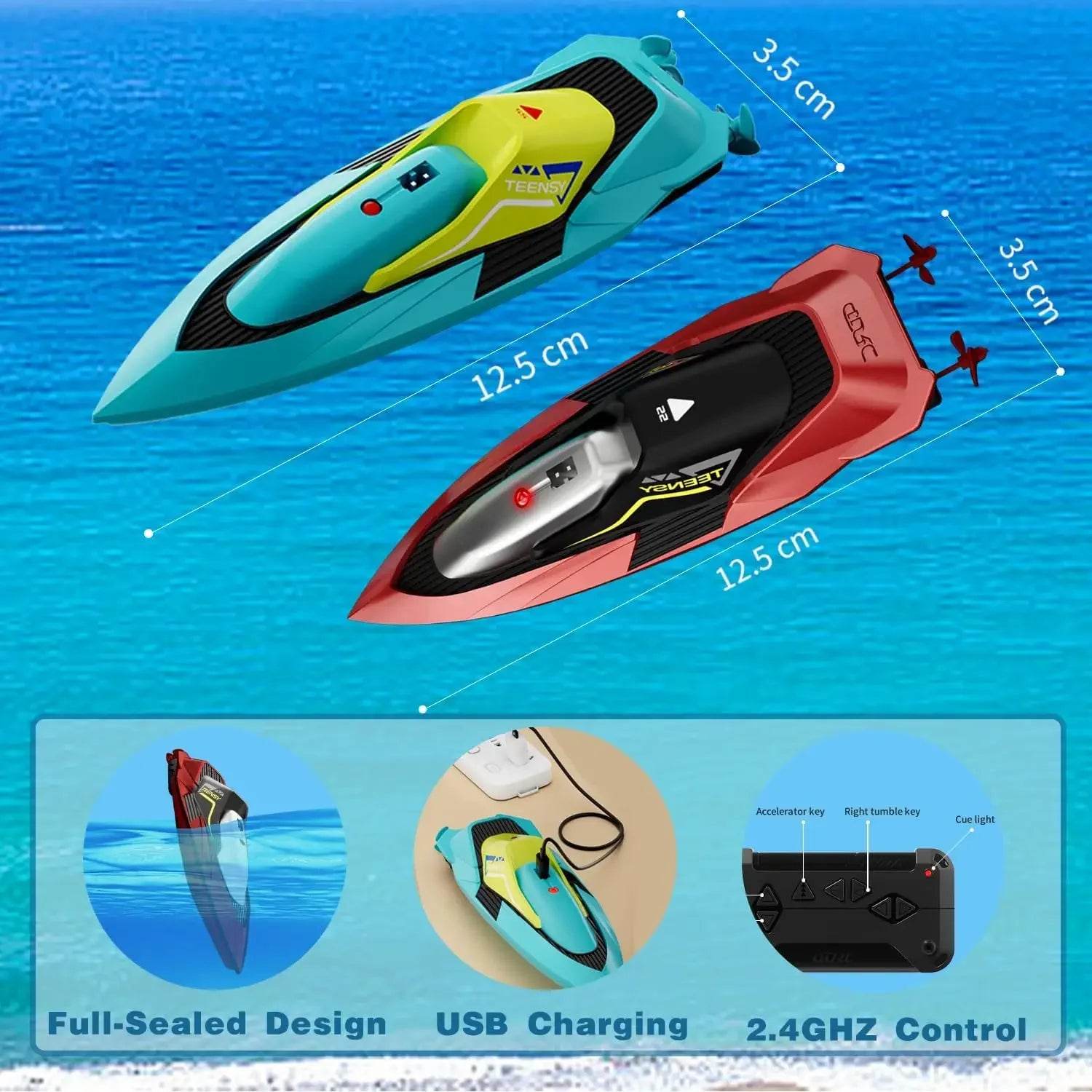 2.4G Remote Control Boat Dual Motor 10km/h High Speed Mini RC Boat - ToylandEU