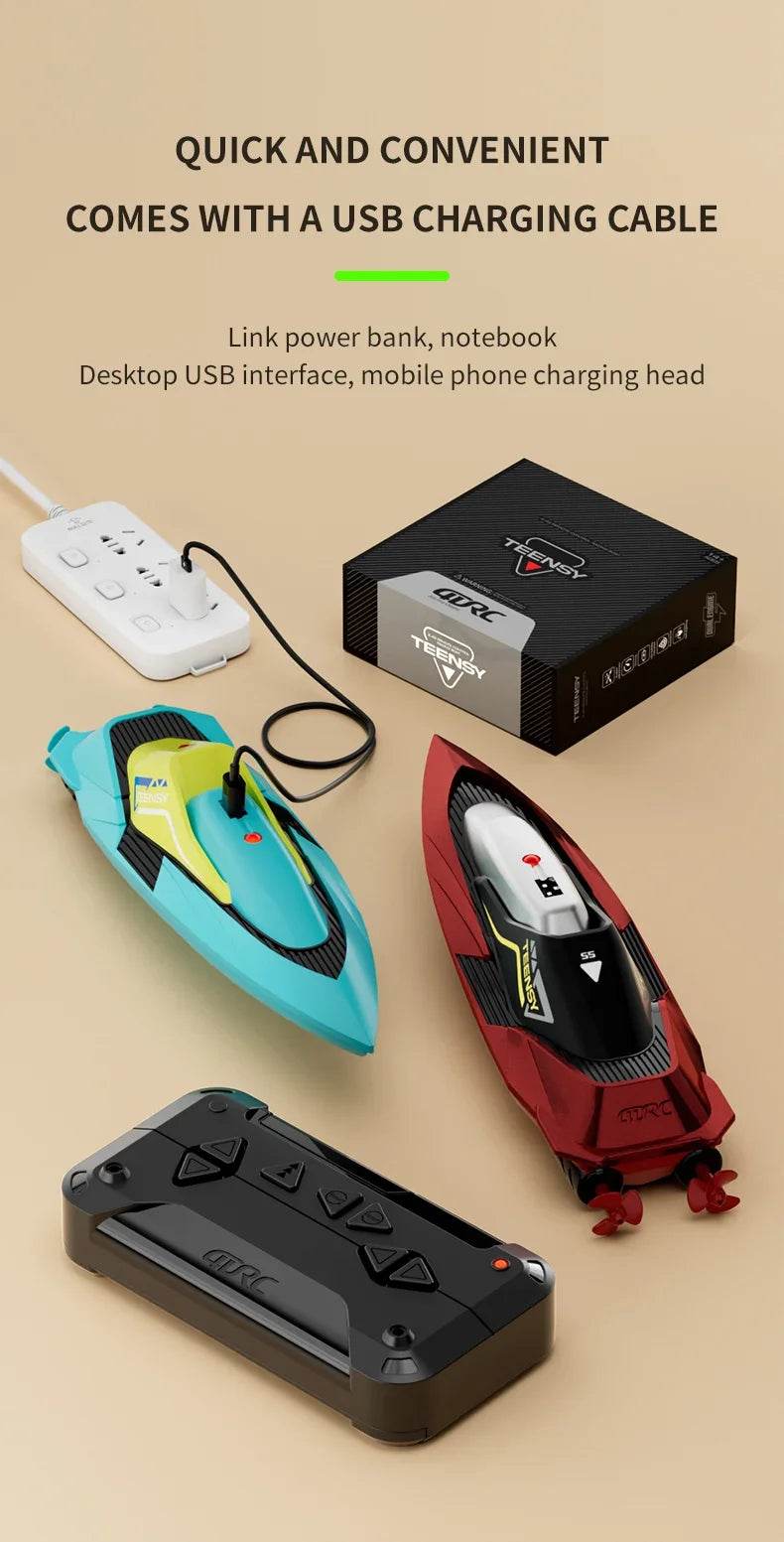 2.4G Remote Control Boat Dual Motor 10km/h High Speed Mini RC Boat - ToylandEU