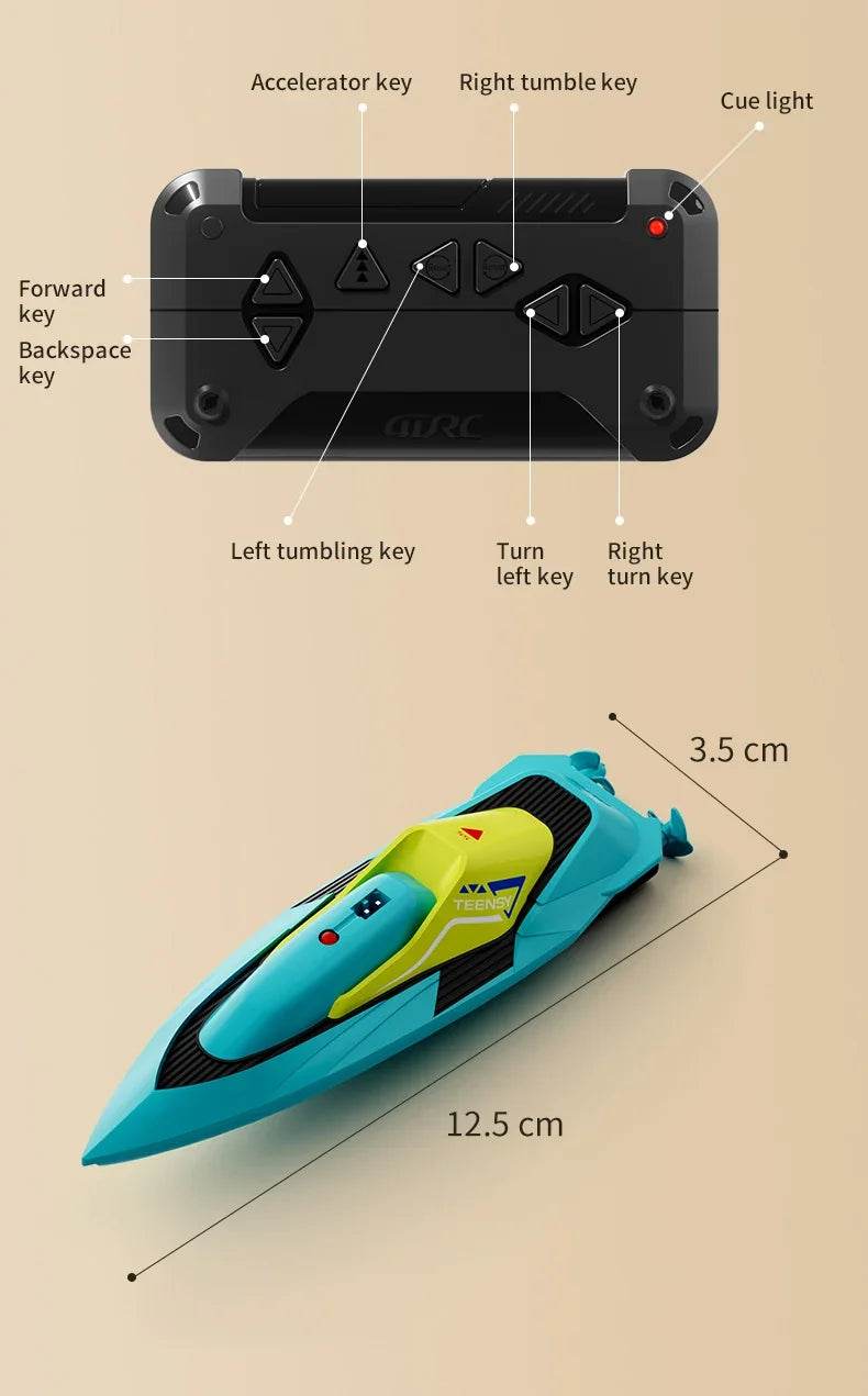 2.4G Remote Control Boat Dual Motor 10km/h High Speed Mini RC Boat - ToylandEU