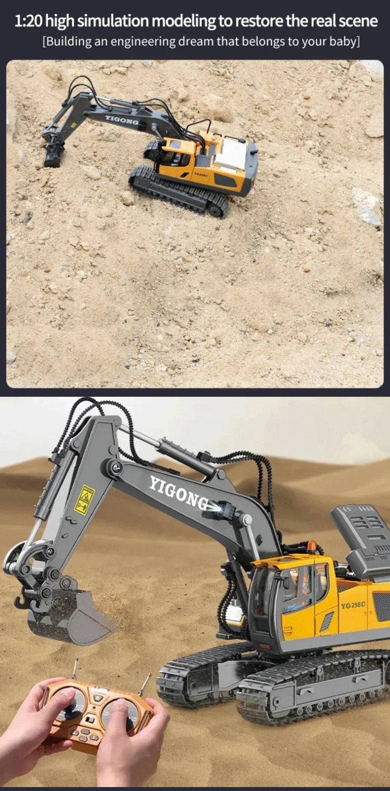 2.4G Remote Control Excavator Dump Truck RC Model Car Toy - ToylandEU