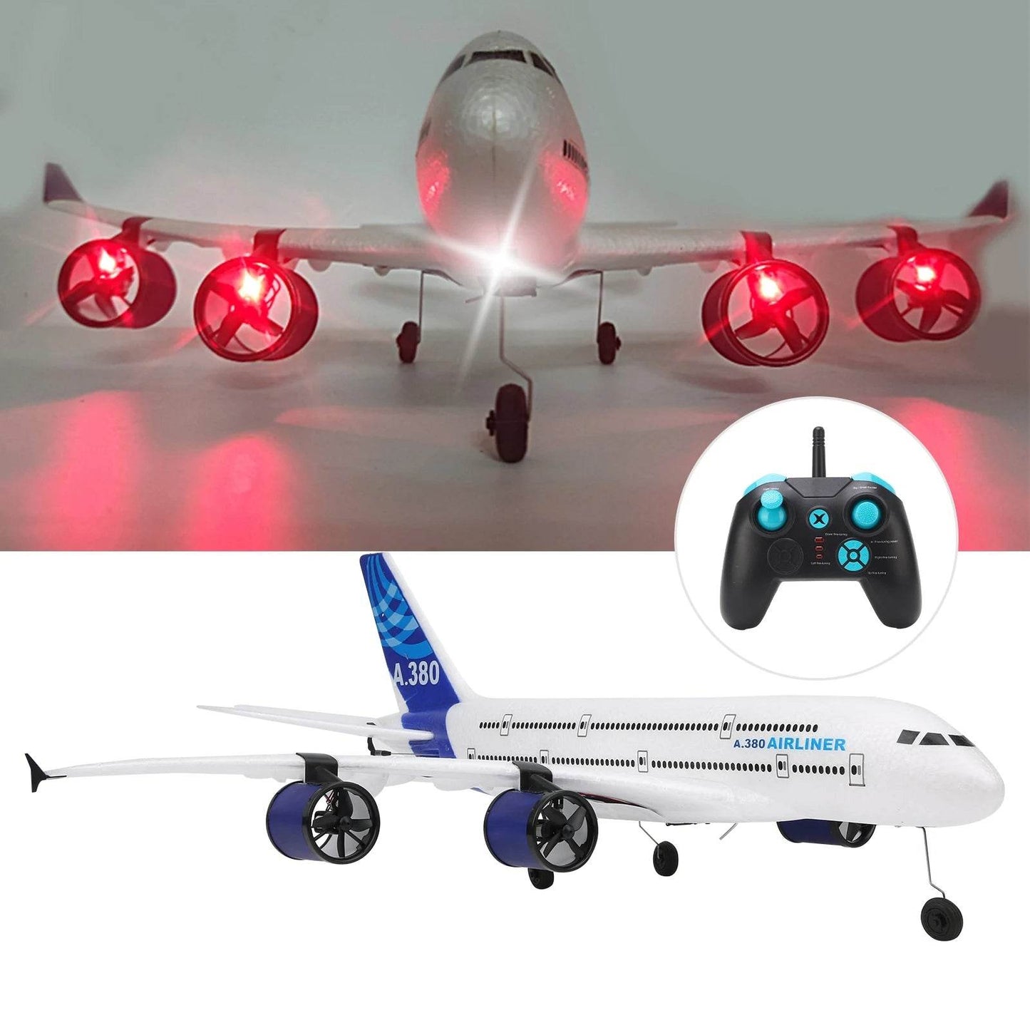2.4GHz RC A380 Airplane 3CH Remote Control Fixed Wing Glider with Coreless Motor for Kids and Adults - ToylandEU