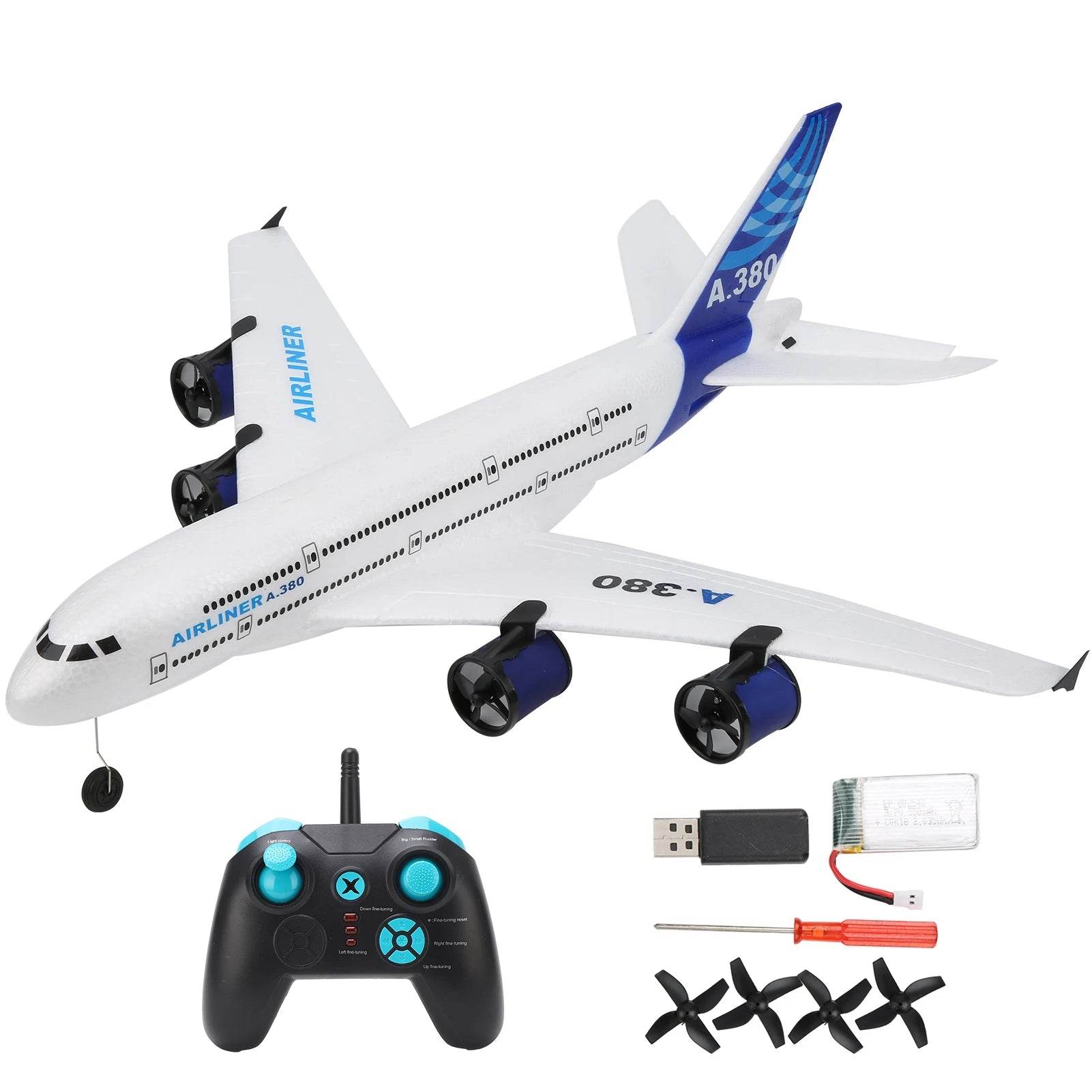 2.4GHz RC A380 Airplane 3CH Remote Control Fixed Wing Glider with Coreless Motor for Kids and Adults - ToylandEU