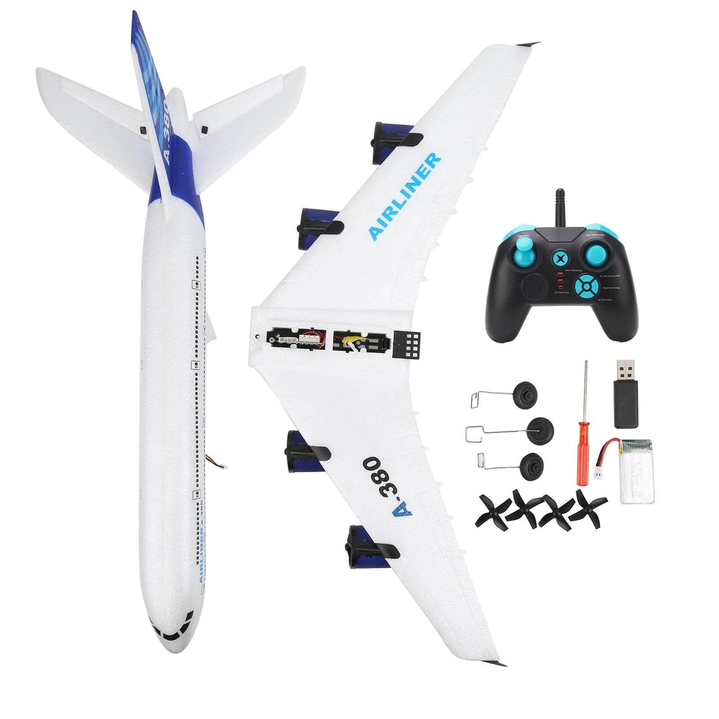 2.4GHz RC A380 Airplane 3CH Remote Control Fixed Wing Glider with Coreless Motor for Kids and Adults - ToylandEU