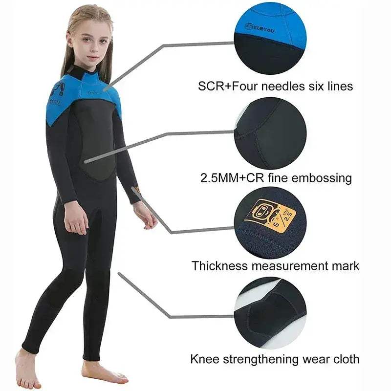 2.5MM Neoprene Kids Wetsuit Thermal Full Suit For Surfing - ToylandEU