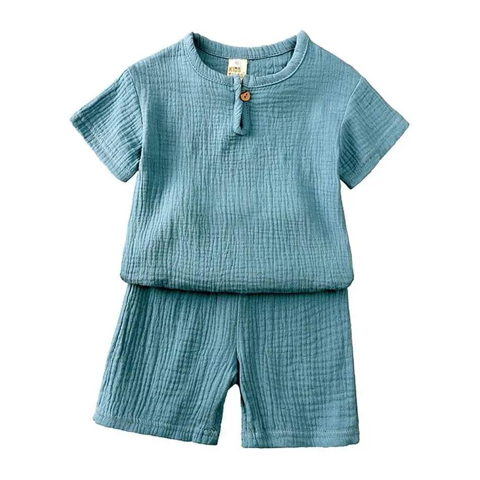 2-8 Years Children Casual Suit Kids Muslin T Shirt Shorts - ToylandEU