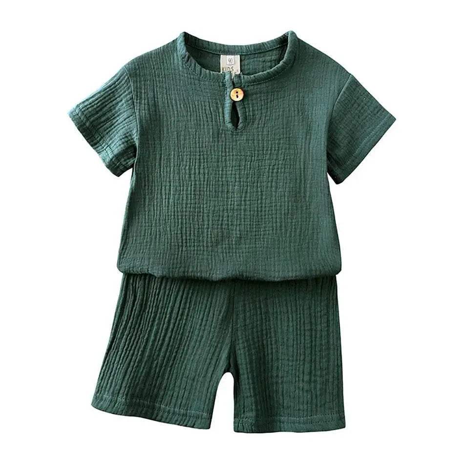 2-8 Years Children Casual Suit Kids Muslin T Shirt Shorts - ToylandEU