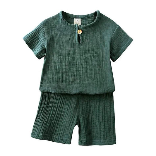 2-8 Years Children Casual Suit Kids Muslin T Shirt Shorts - ToylandEU